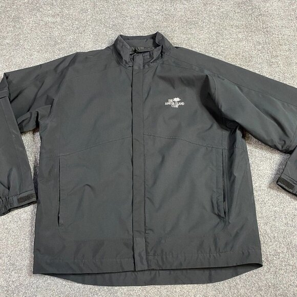 Dryjoys Mens Jacket L Black Removable Sleeves Embroidered Amelia Club - Picture 1 of 12